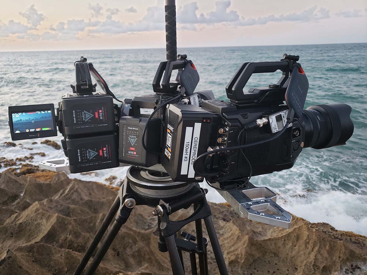 Blackmagic Ursa's setup to shoot virtual production background plates for Our Flag Means Death. Image: Jody Eldred.